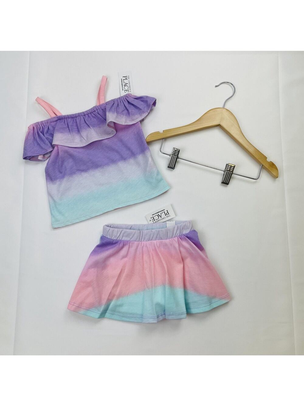 Children’s Place Baby Girl Tie-Dye Skorts & Blouse Set – Size 12–18M